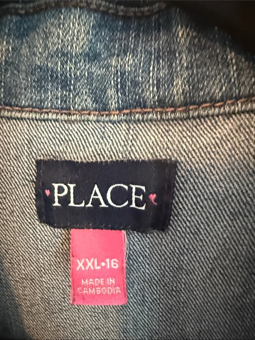 The Children's Place Blue Denim Jacket with Button Front XXL 16